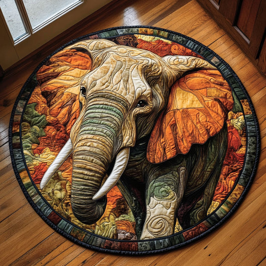 Patchwork Elephant WU2203043CL Quilted Round Mat