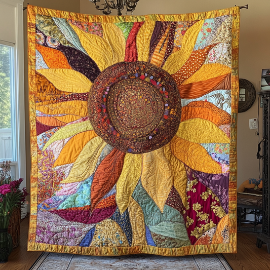 Patchwork Sunflower WU1802004CL Quilt