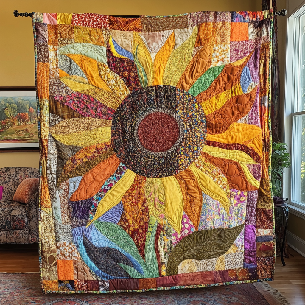 Patchwork Sunflower WU1802005CL Quilt
