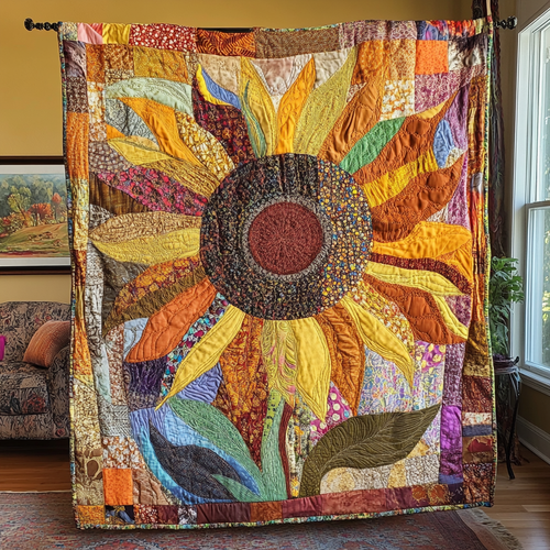 Patchwork Sunflower WU1802005CL Quilt