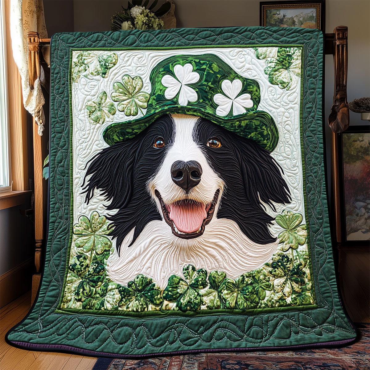 Patrick's Day Border Collie WX1703038CL Quilt