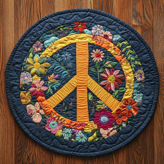 Peace Sign WX2203126CL Quilted Round Mat