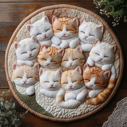 Peaceful Kittens WU2103081CL Quilted Round Mat