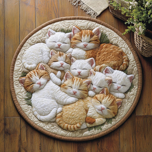 Peaceful Kittens WU2103082CL Quilted Round Mat