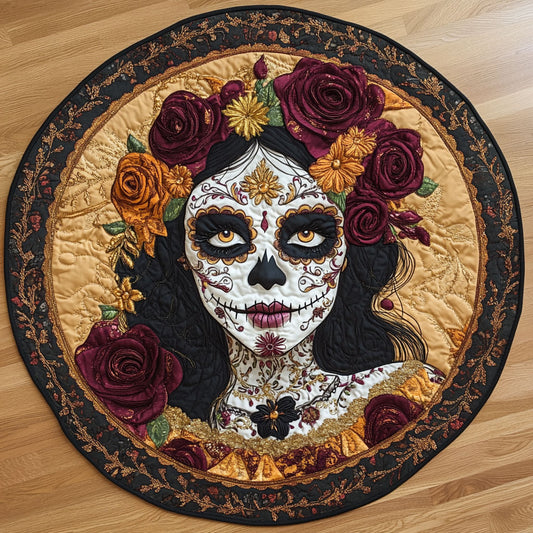 Petal Crown Skull Woman WN0908056CL Quilted Round Mat
