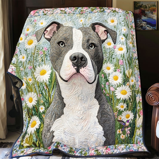 Pitbull And Daisies WU2012006CL Quilt