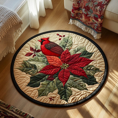 Poinsettia Cardinal WX2103140CL Quilted Round Mat