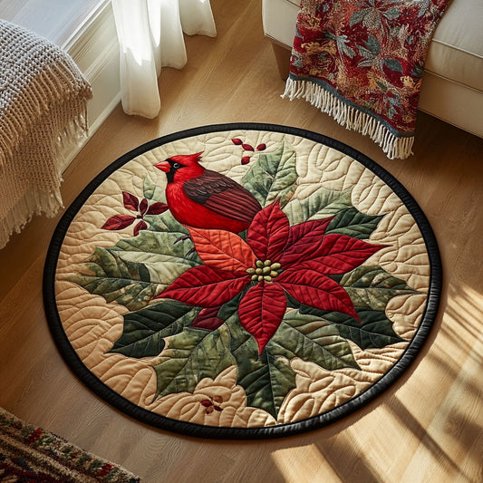 Poinsettia Cardinal WX2103140CL Quilted Round Mat