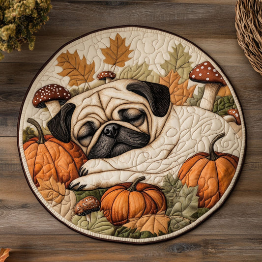 Pug Autumn Feels WU2103070CL Quilted Round Mat