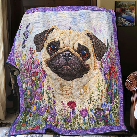 Pug In The Lavender Field WU2012005CL Quilt