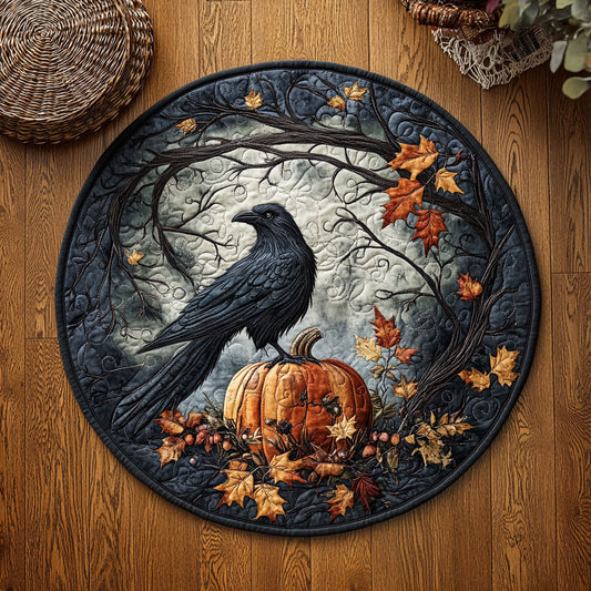 Pumpkin Perch WJ0708118CL Quilted Round Mat