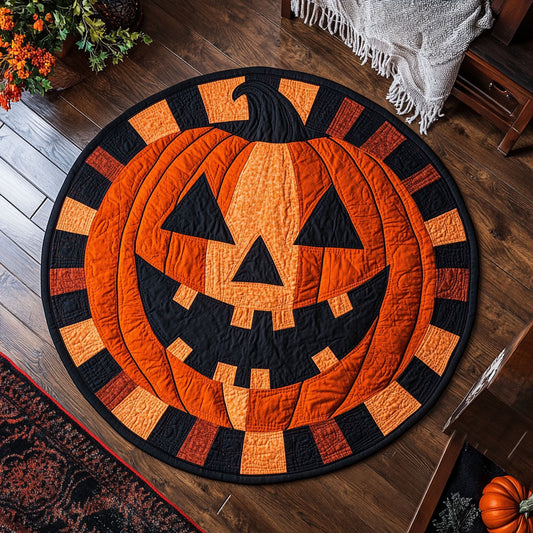 Pumpkin Smile CW0508043CL Quilted Round Mat