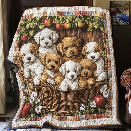 Puppies In The Basket WU2612041CL Quilt