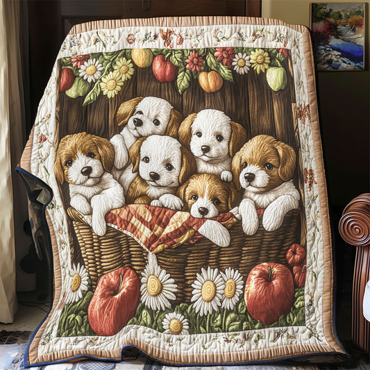 Puppies In The Basket WU2612042CL Quilt