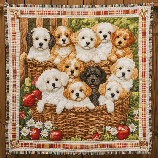 Puppies In The Basket WU2612121CL Quilt