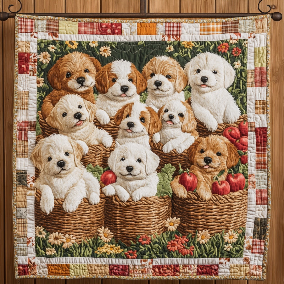 Puppies In The Basket WU2612127CL Quilt
