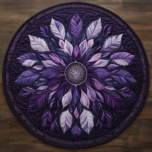 Purple Feathered WX2403088CL Quilted Round Mat