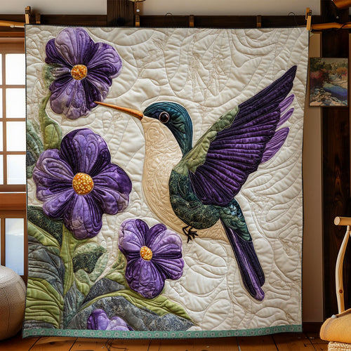Purple Floral Hummingbird WX2203041CL Quilt