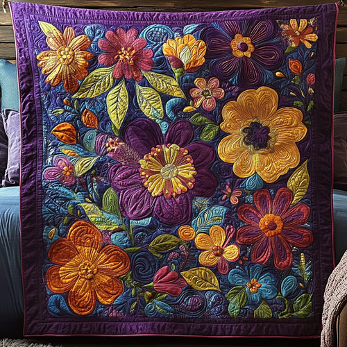 Purple Floral Patchwork WU2702001CL Quilt