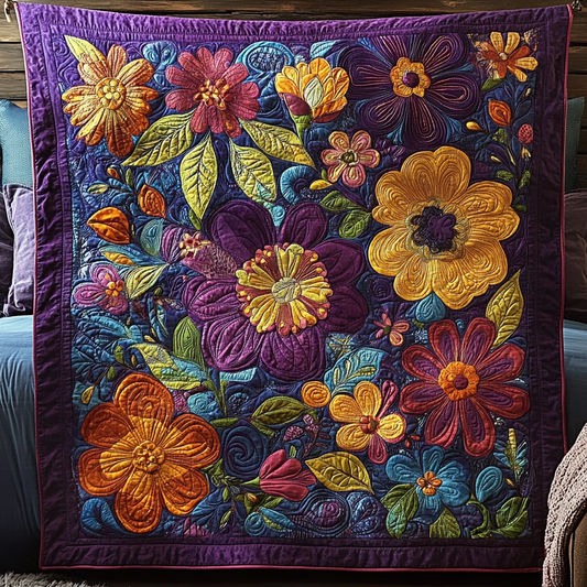 Purple Floral Patchwork WU2702001CL Quilt