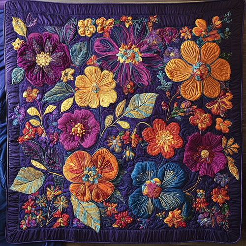 Purple Floral Patchwork WU2702004CL Quilt