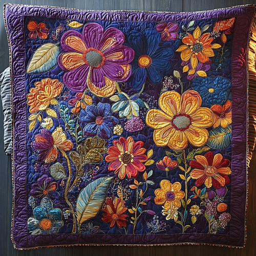Purple Floral Patchwork WU2702007CL Quilt