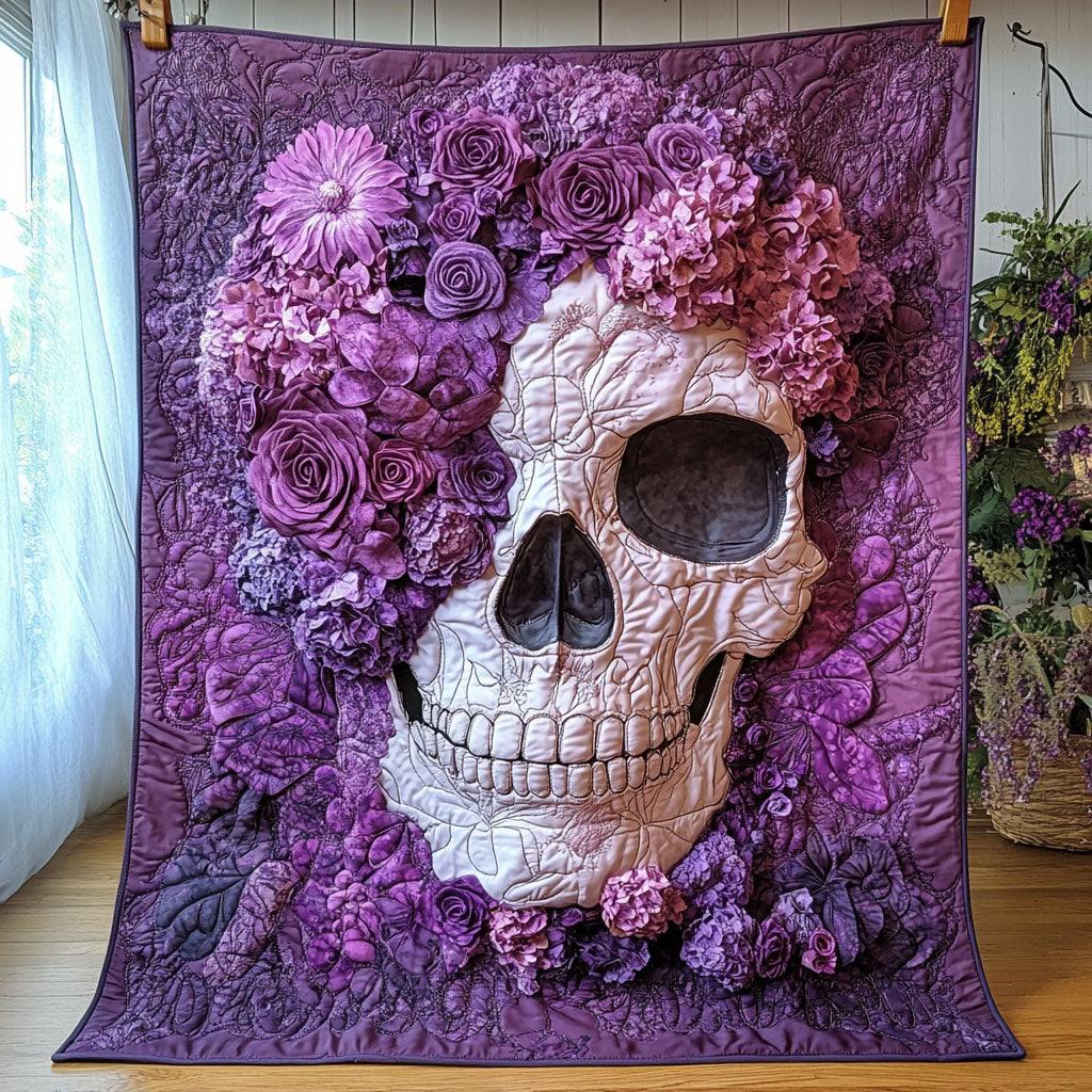 Purple Floral Skull YR1002001CL Quilt