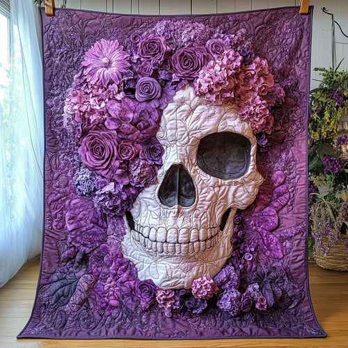 Purple Floral Skull YR1002001CL Quilt