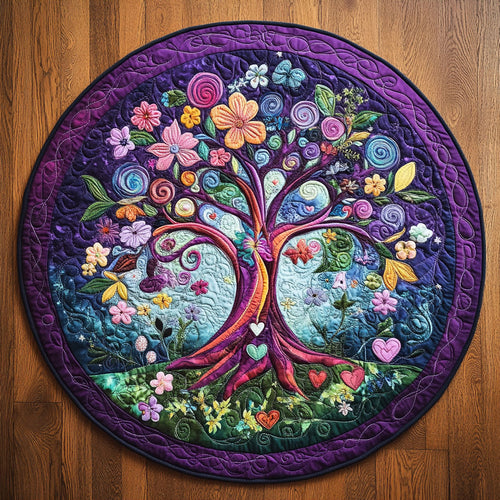 Purple Tree Of Life WU2503029CL Quilted Round Mat