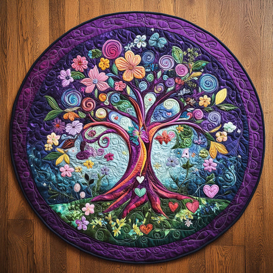 Purple Tree Of Life WU2503029CL Quilted Round Mat