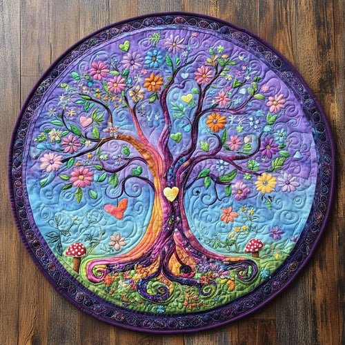 Purple Tree Of Life WU2503030CL Quilted Round Mat