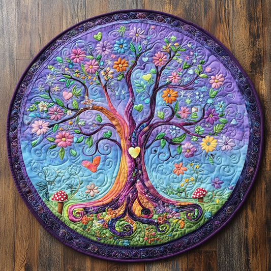 Purple Tree Of Life WU2503030CL Quilted Round Mat