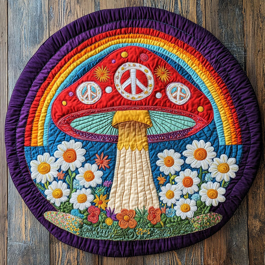 Rainbow Fungi WU2503084CL Quilted Round Mat