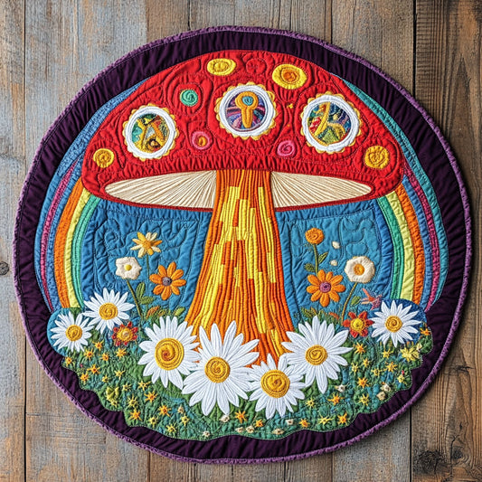 Rainbow Fungi WU2503085CL Quilted Round Mat