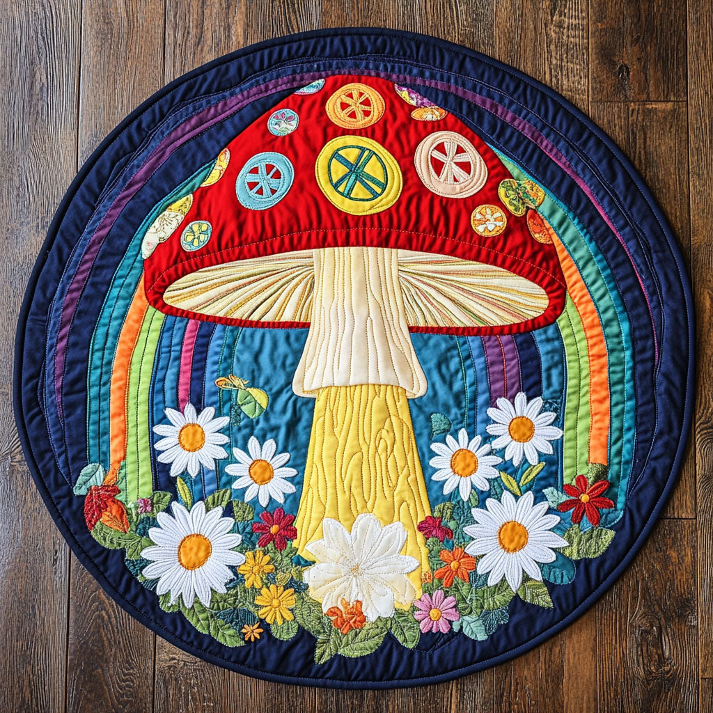 Rainbow Fungi WU2503086CL Quilted Round Mat