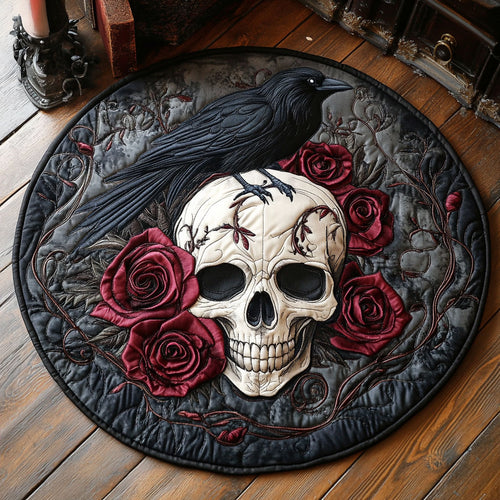 Raven And Skull WU2103024CL Quilted Round Mat