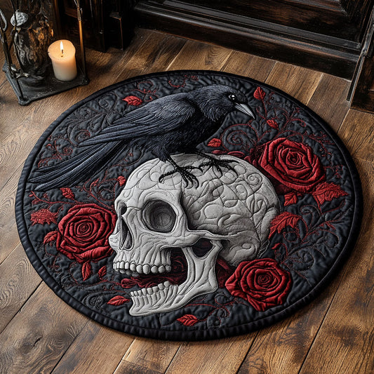 Raven And Skull WU2103025CL Quilted Round Mat