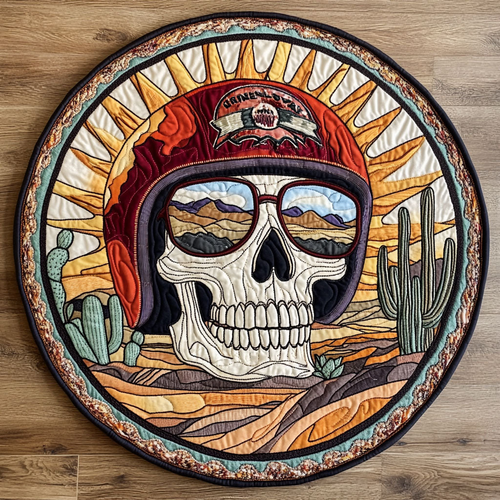 Road Rebel Skull WN0908060CL Quilted Round Mat