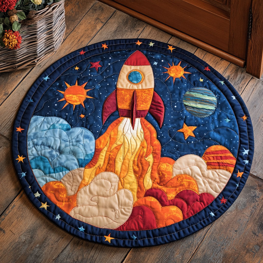 Rocket Galaxy Lover WU2403026CL Quilted Round Mat