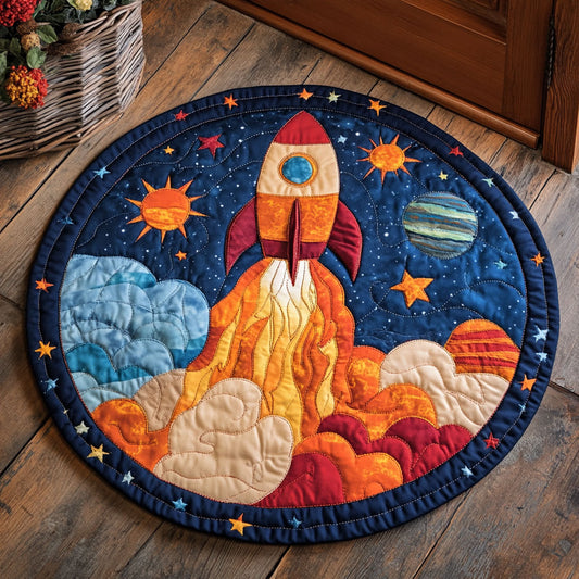 Rocket Galaxy Lover WU2403026CL Quilted Round Mat