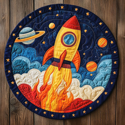 Rocket Galaxy Lover WU2403027CL Quilted Round Mat