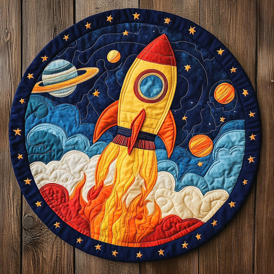 Rocket Galaxy Lover WU2403027CL Quilted Round Mat