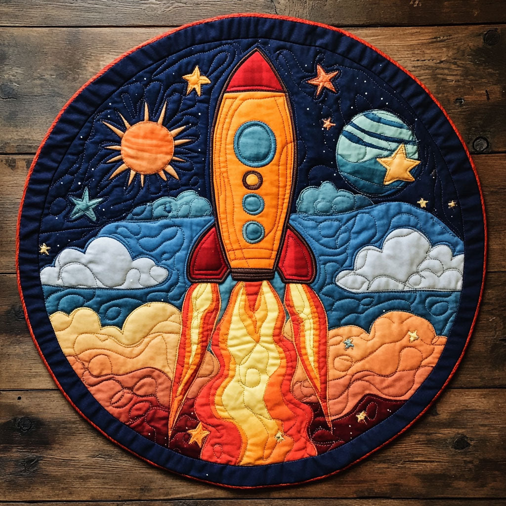 Rocket Into The Sky WU2403022CL Quilted Round Mat