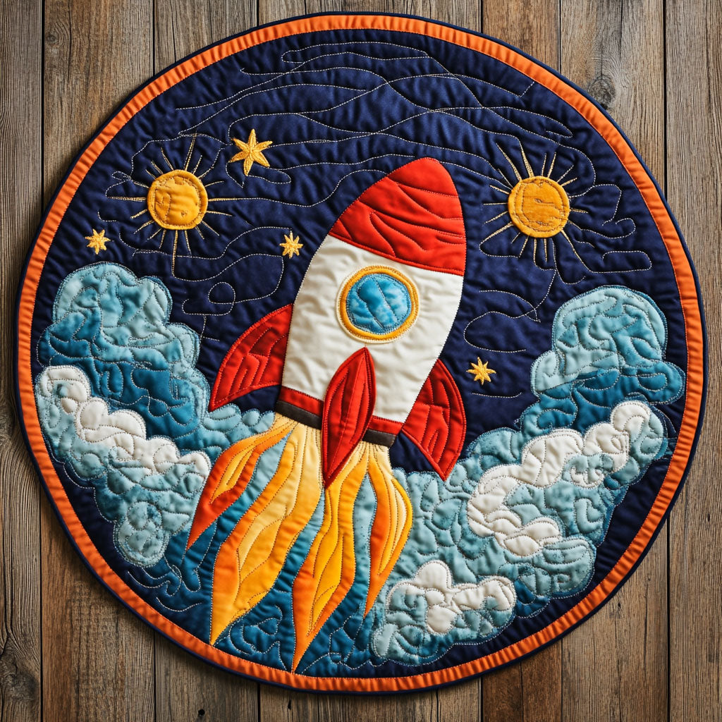 Rocket Into The Sky WU2403023CL Quilted Round Mat
