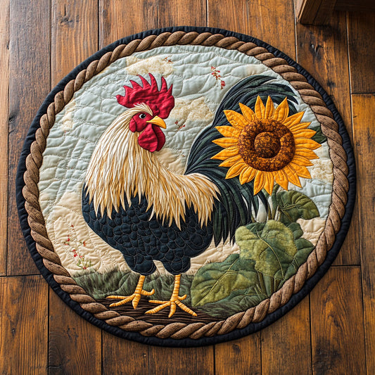 Rooster And Flower CP2406003CL Quilted Round Mat