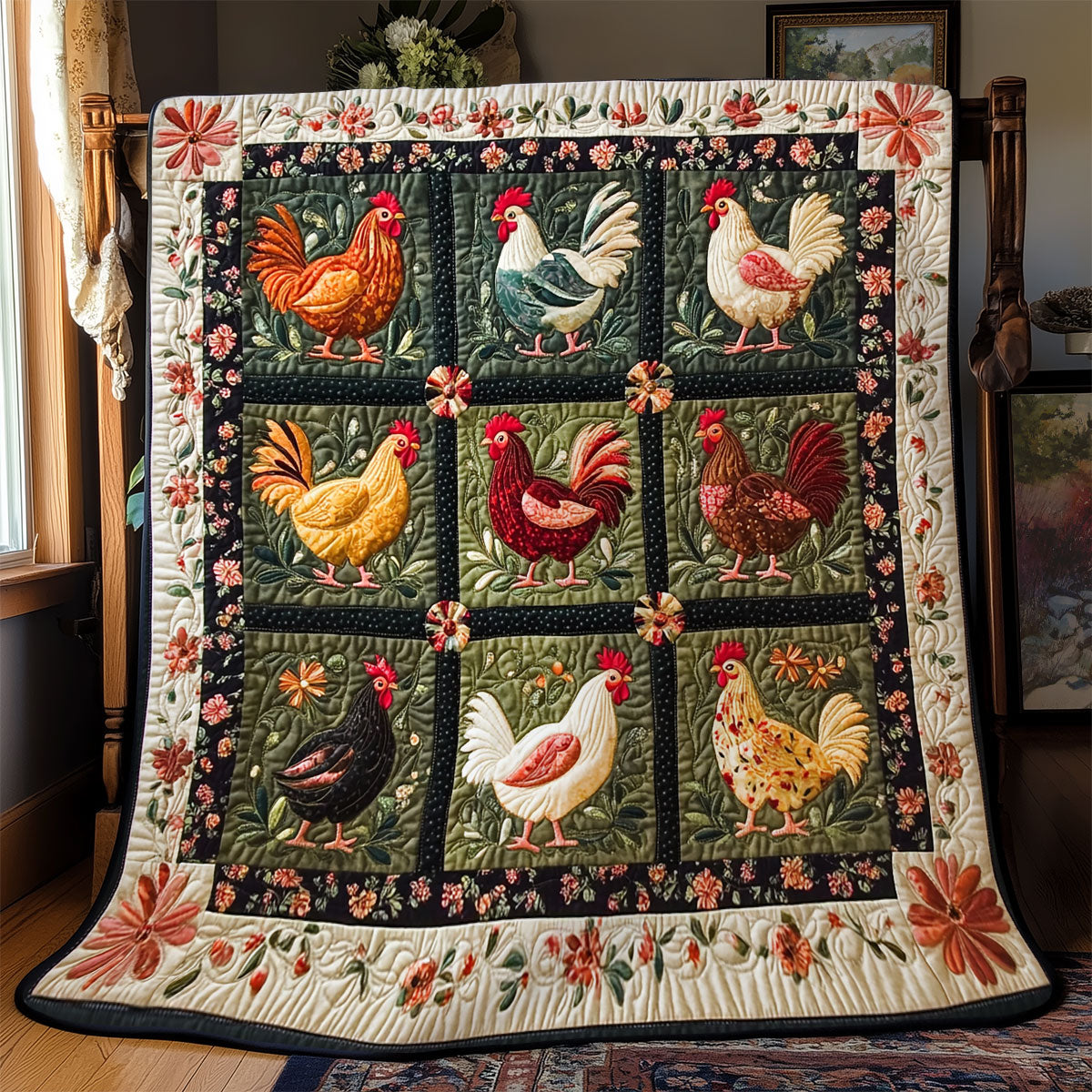 Rooster Garden YR0402034CL Quilt