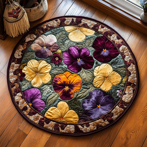 Royal Pansy WY0808090CL Quilted Round Mat