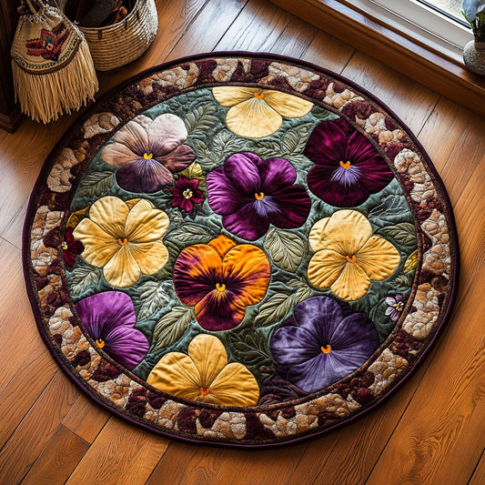 Royal Pansy WY0808090CL Quilted Round Mat