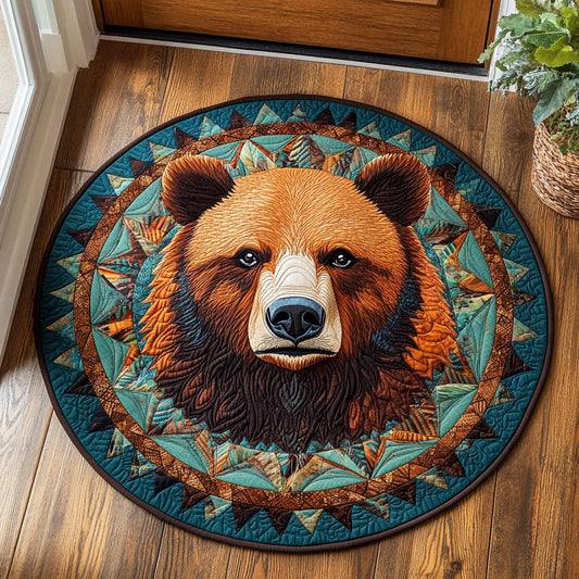 Rustic Bear WU2203046CL Quilted Round Mat
