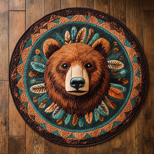 Rustic Bear WU2203047CL Quilted Round Mat